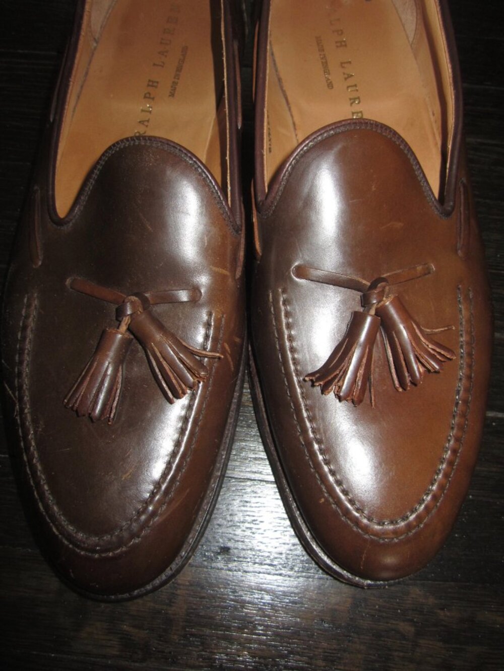 RALPH LAUREN Crockett & Jones Marlow Shell Cordovan Tassel Loafer Shoes 10 1/2 D - Picture 3 of 12